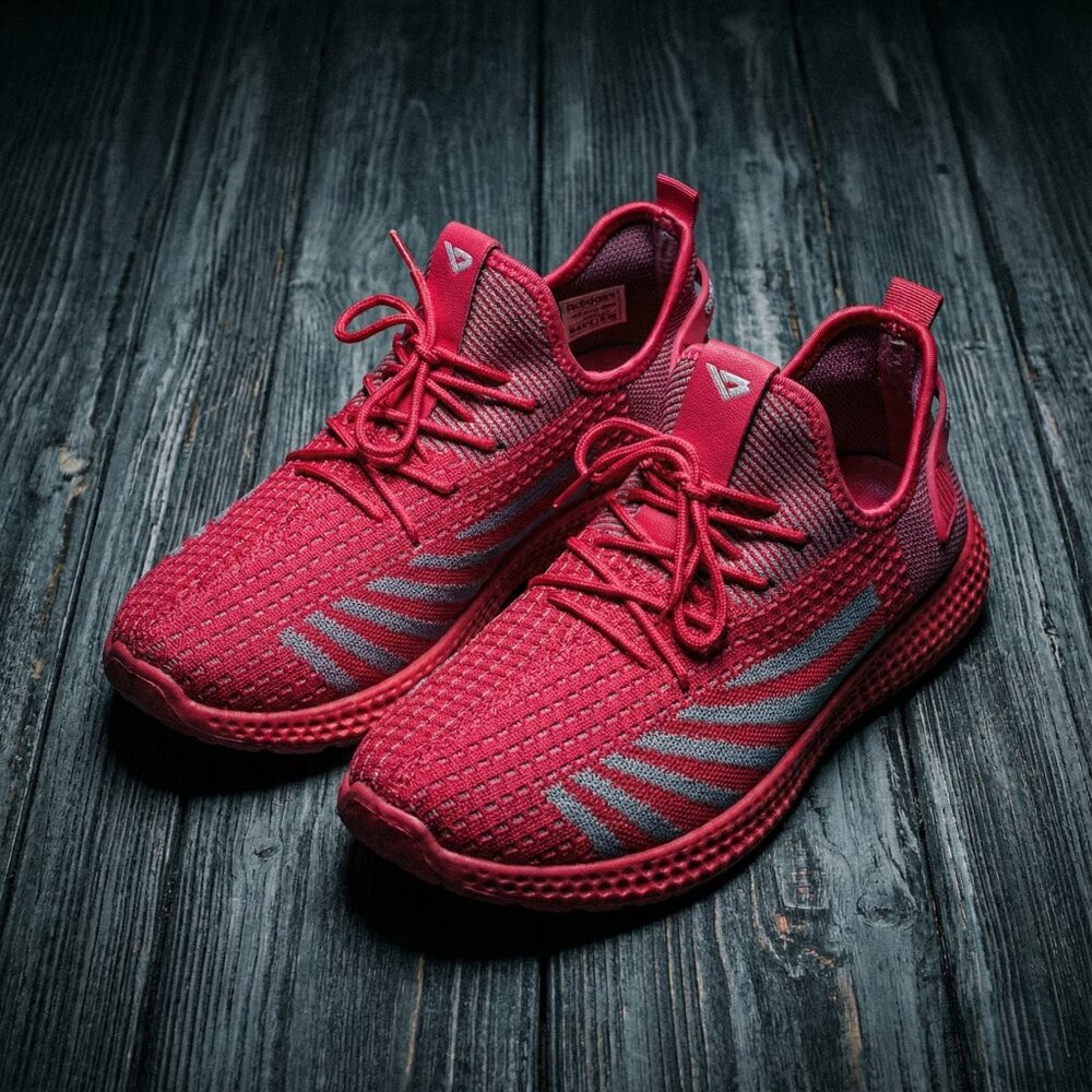 PONY Men’s 11.5 Red Knit Athletic Sneakers Retro Streetwear Y2K Comfort